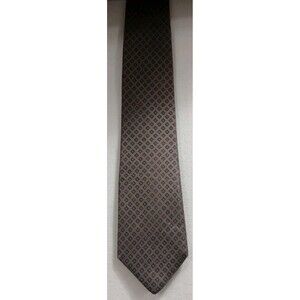 YVES Saint Laurent Men’s Tie Gray With Red Diamonds 100% Silk Tie USA Made MINT!